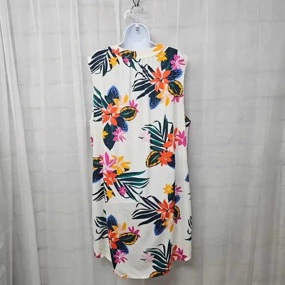 Old Navy Dress Tropical Floral Hawaiian Sleeveless White Orange 2XL - Picture 6 of 10